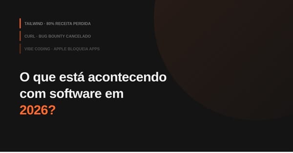 O Tailwind tem 75 milhões de downloads por mês e quase fechou. O cURL cancelou seu programa de bug bounty. A Apple está bloqueando apps feitos com IA. O que está acontecendo com software em 2026?